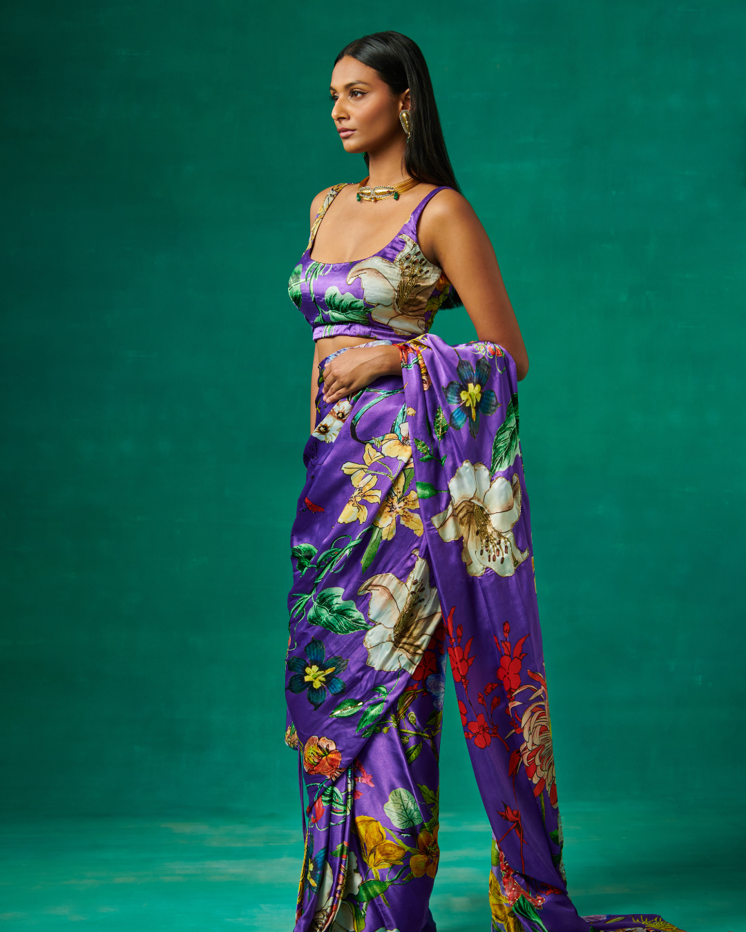 Sonali Bansal - Purple drape saree with blouse From Bageecha