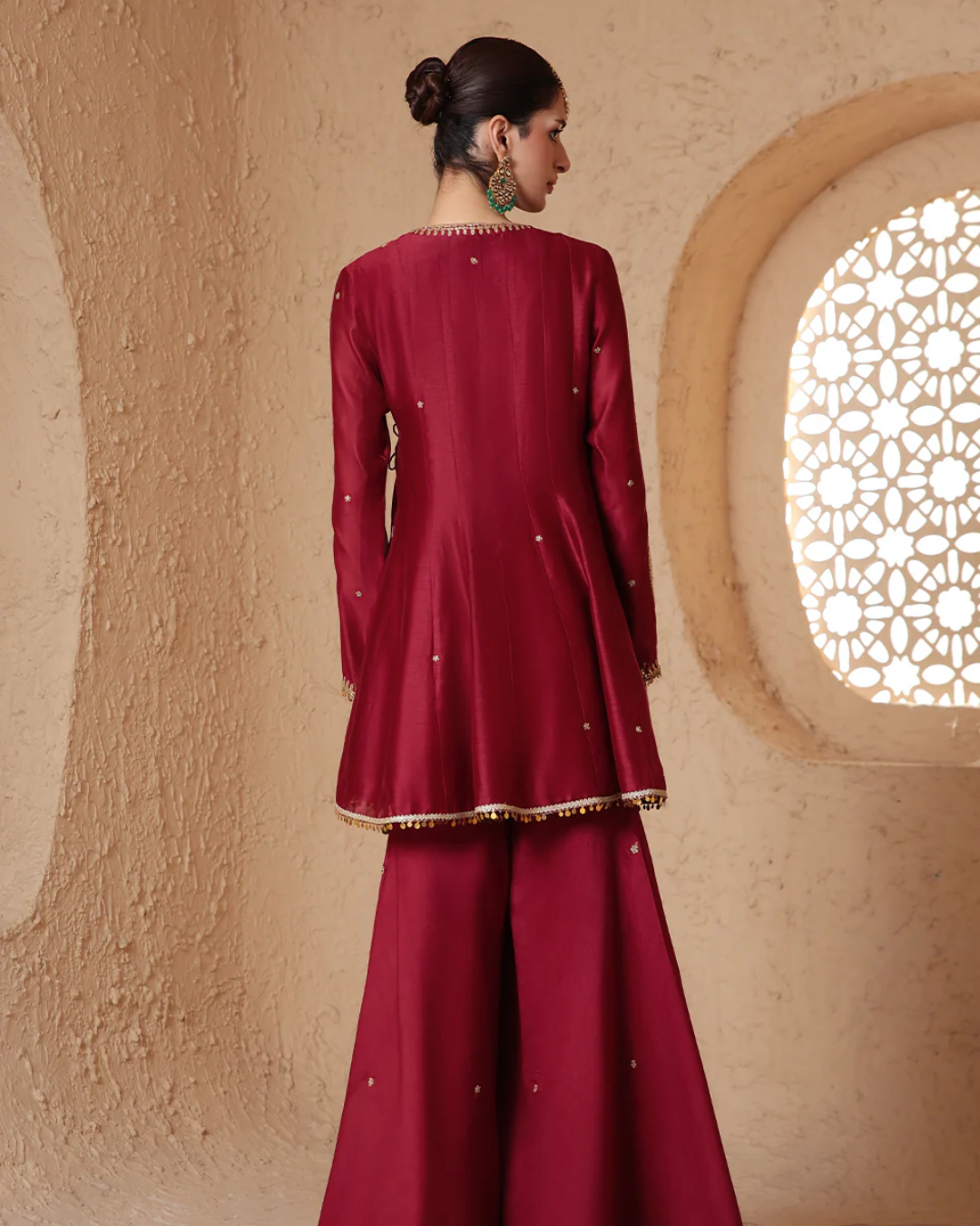 Niti Bothra - Mehrang Maroon Angrakha Sharara Set