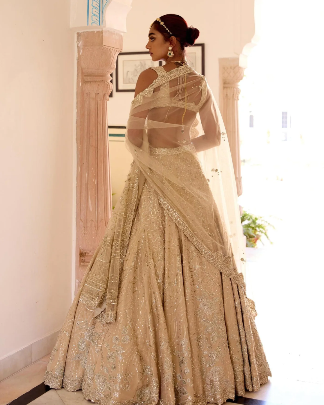 Osaa By Adarsh - Frost Champagne Jaal Embroidered Lehenga Set From SAFAR