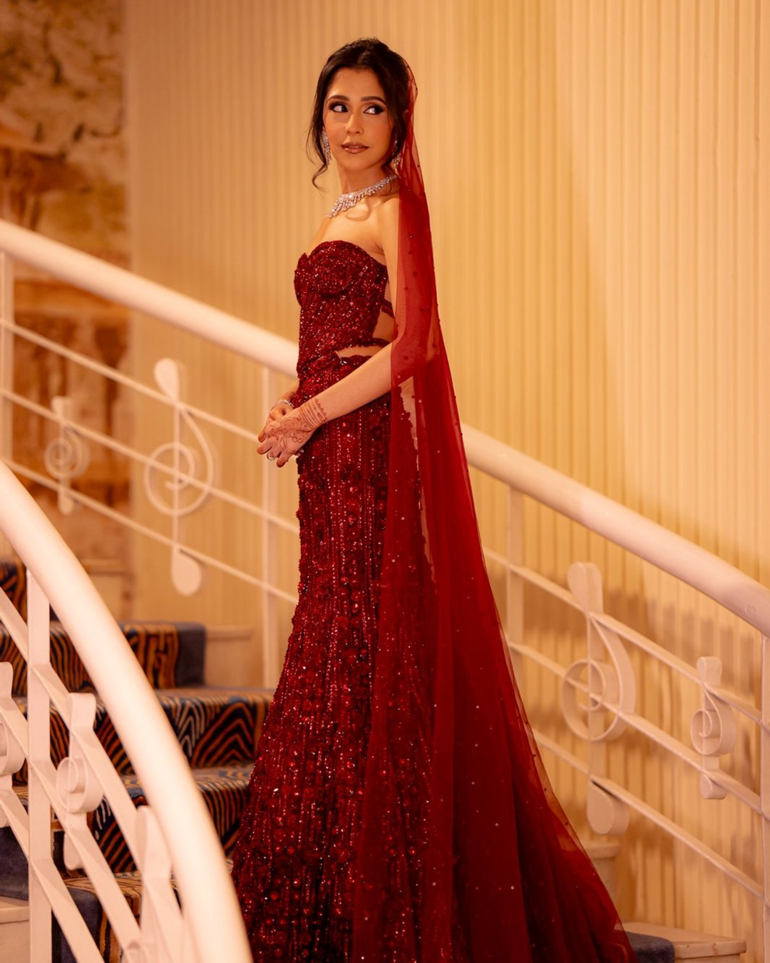 Isa by Dolly Wahal - Maroon Corset Fishcut Lehenga From Ittara