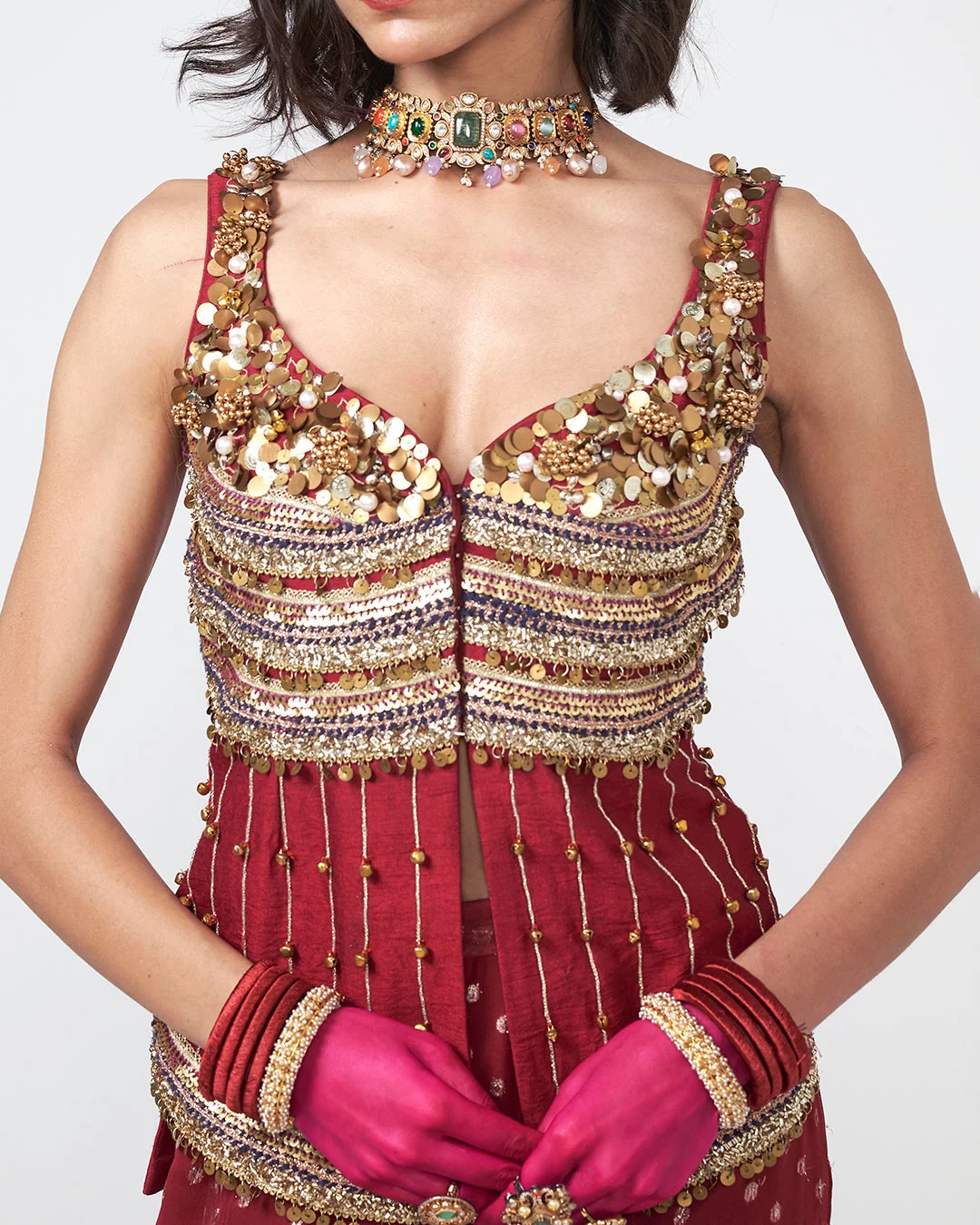 Rishi and Vibhuti - Cherry Ghungroo Sharara Set From Gulon Ke Rang