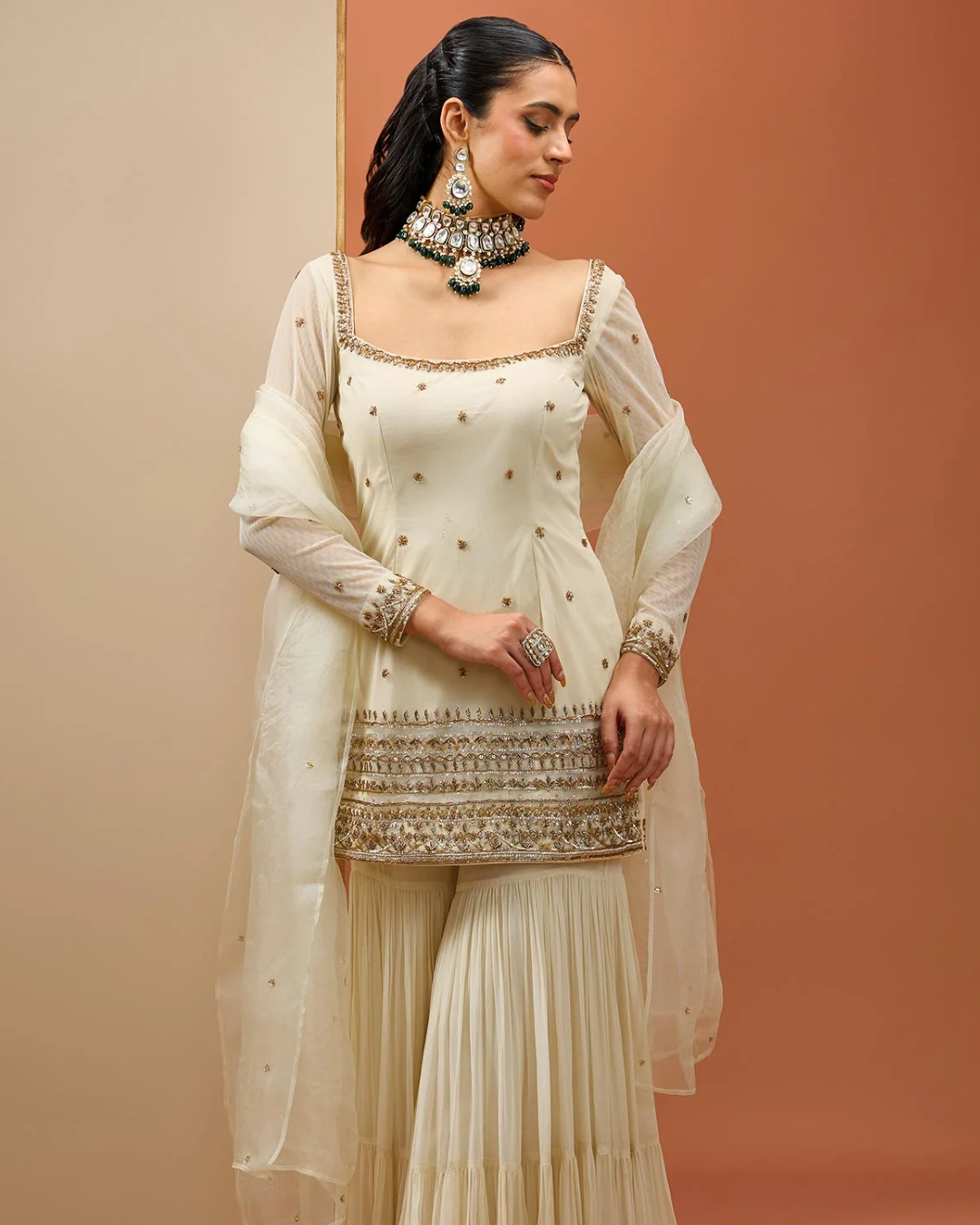 Esha Koul - Offwhite Kurta Set From Noor