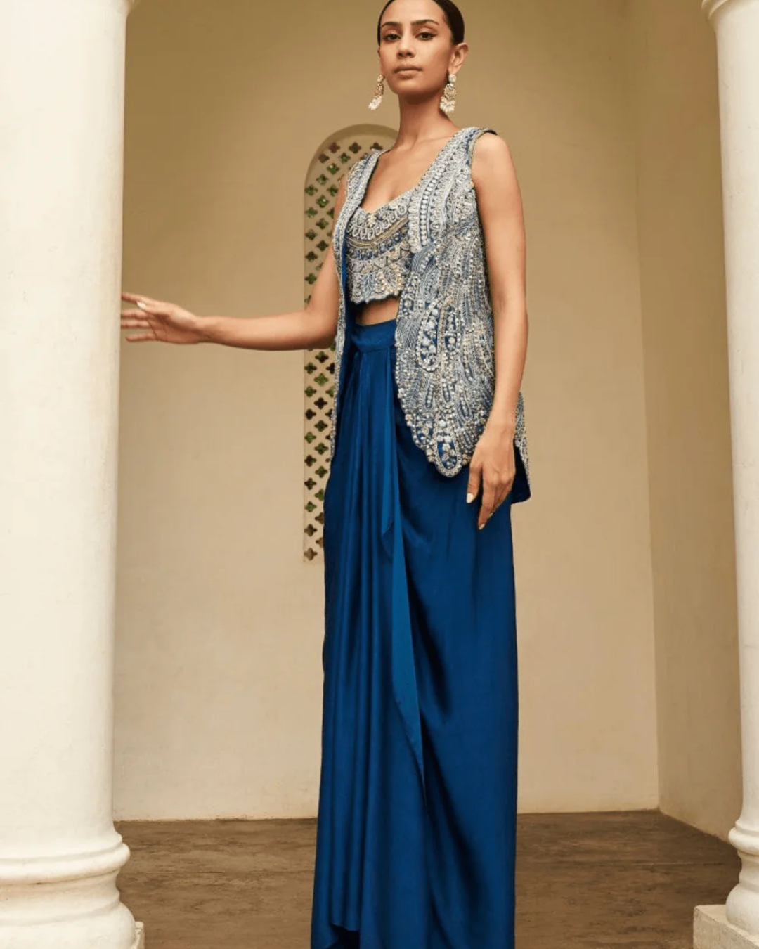 Osaa By Adarsh - Jade Blue Embroidered Jacket Set From RASM