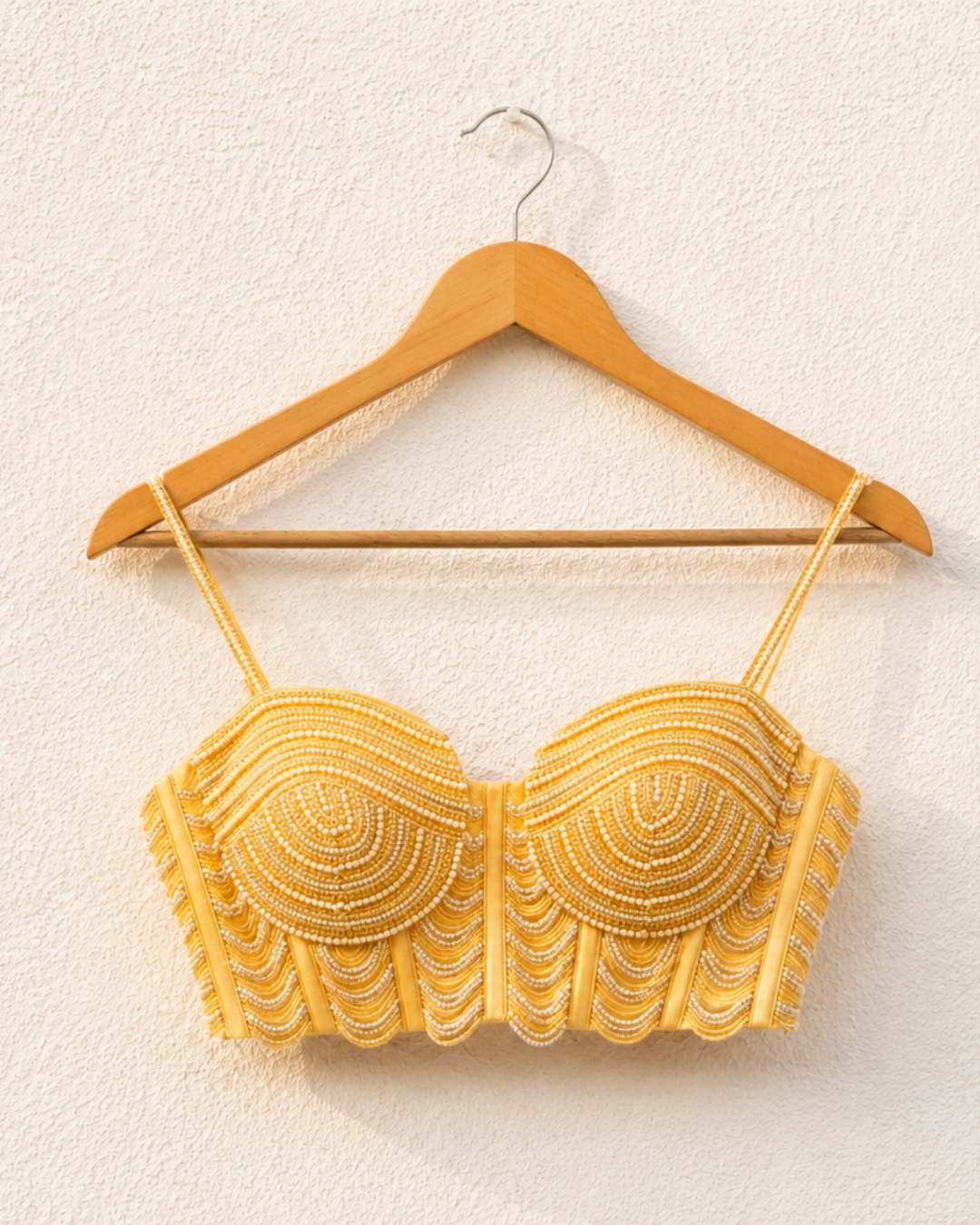 Anisha Shetty - Honey Yellow Pearl And Cutdana Blouse With Goergette Sharara