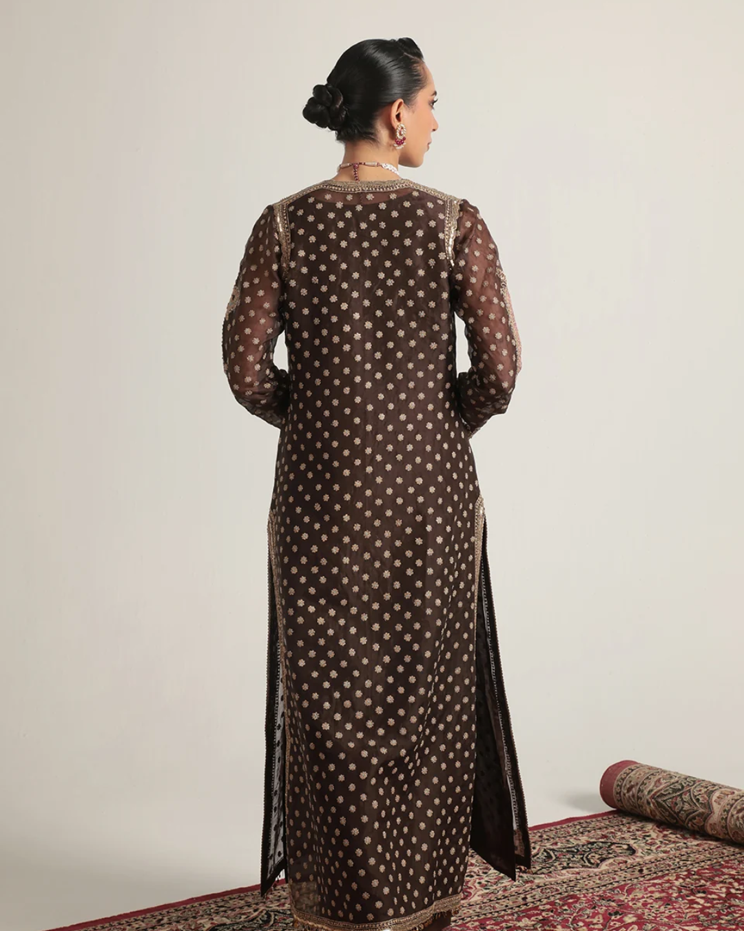 Niti Bothra - Zar-Rang Brown Buti Kurta Set