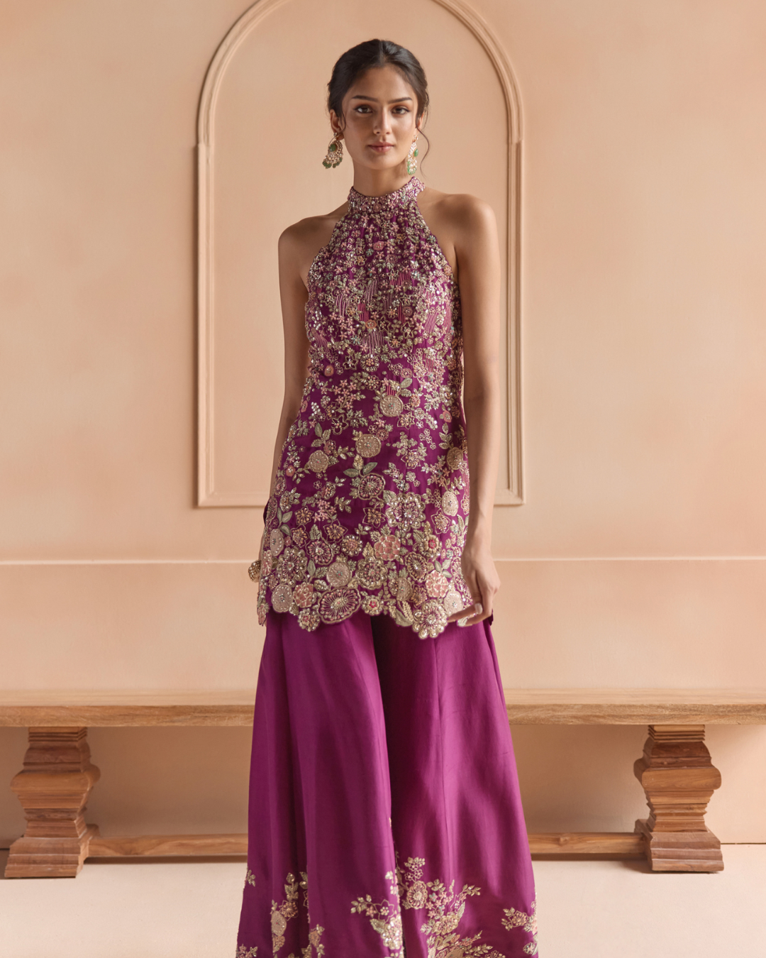 Osaa By Adarsh - Aubergine Embroidered Sharara Set From Off The Record