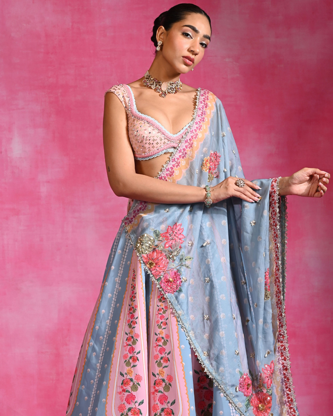 Rishi and Vibhuti - Neel Lehenga From Ek Main Aur Ek Tu