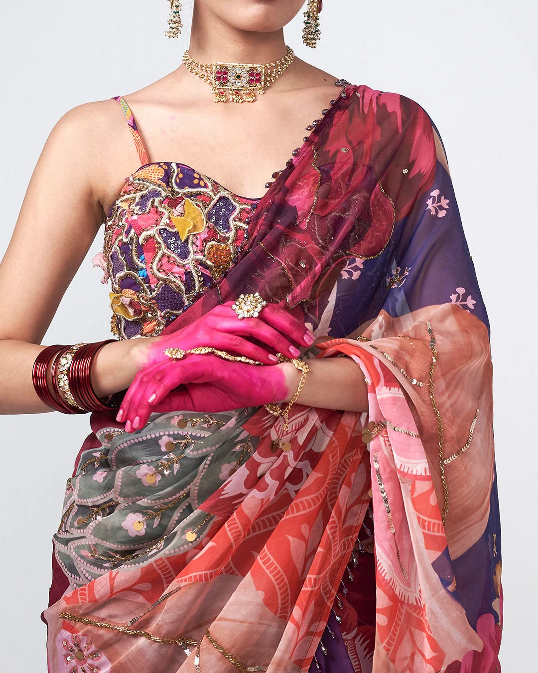 Rishi and Vibhuti - Cherry Muse Saree From Gulon Ke Rang
