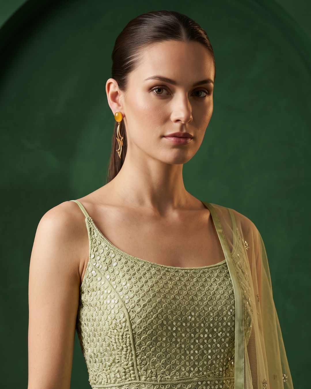 Basanti Kapde Aur Koffee - Mint Eclat Embroidered Sharara Set From Suits & Shararas