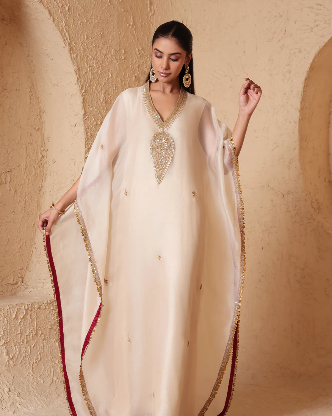 Niti Bothra -  Mehrang Ivory Kaftan Set