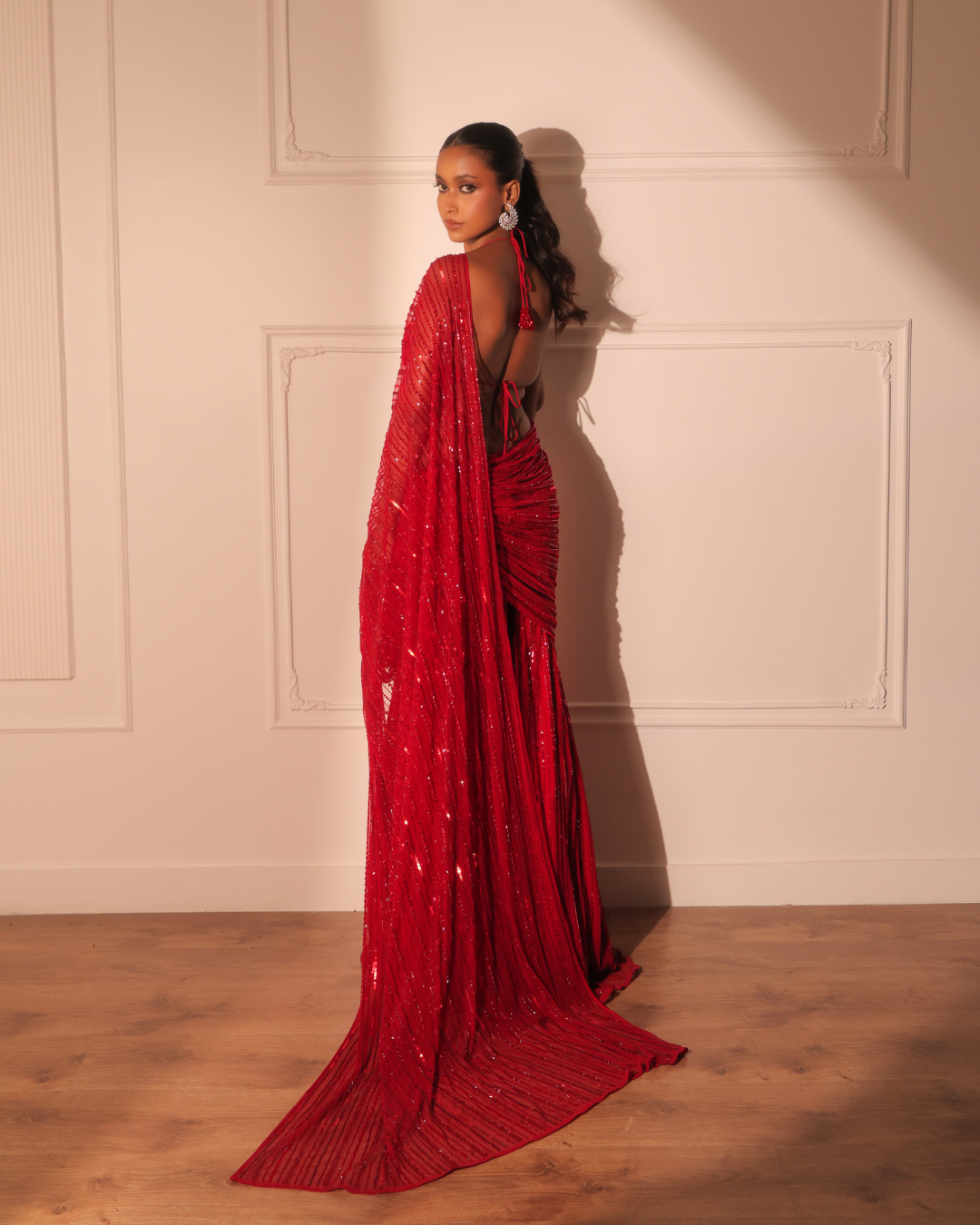 Sonali Bansal - Red cocktail sharara saree set From Banno Ki Saheli