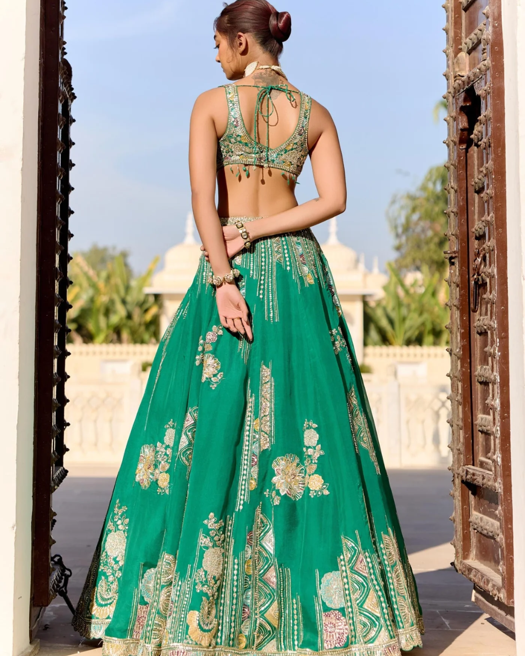 Osaa By Adarsh - Jewel Green Organza Lehenga Set From SAFAR