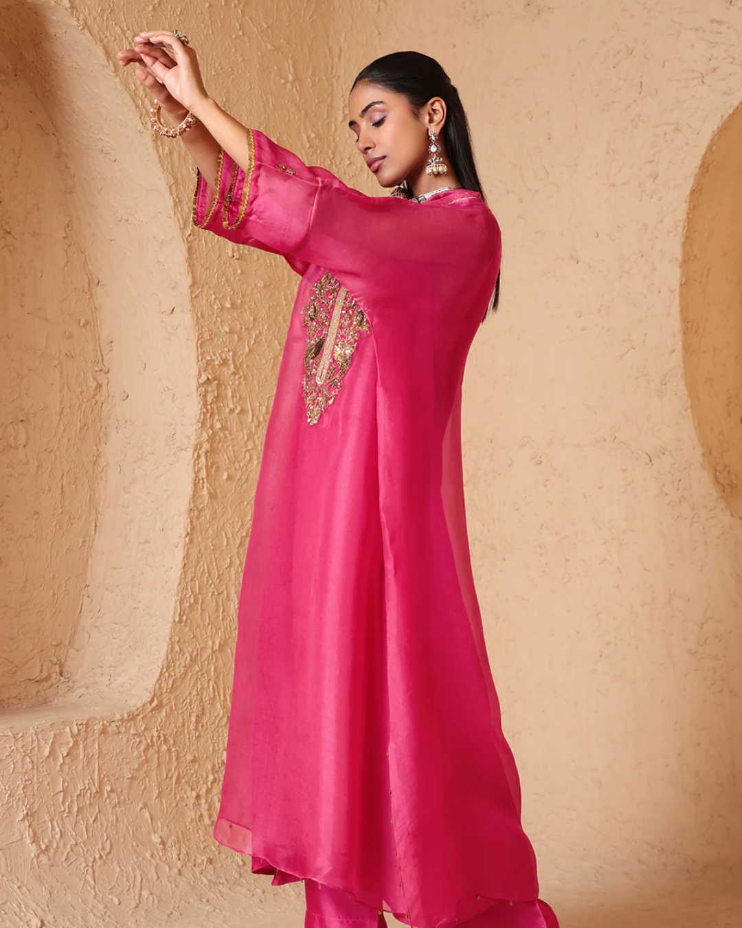 Niti Bothra - Mehrang Pink Kaftan Kurta Set
