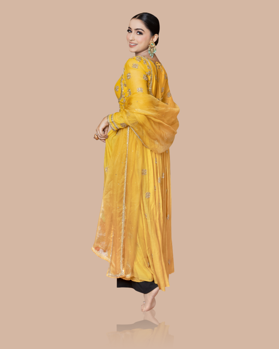 Sonali Bansal - Mustard yellow anarkali set with short jacket and dupatta From Wedding Capsule
