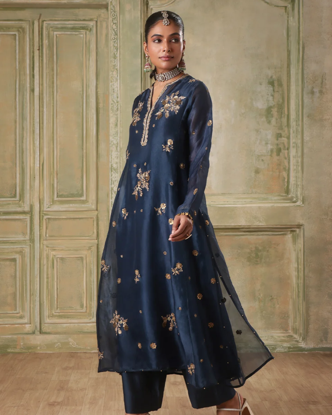 Niti Bothra - Zar-Rang Blue Phool Kurta Set