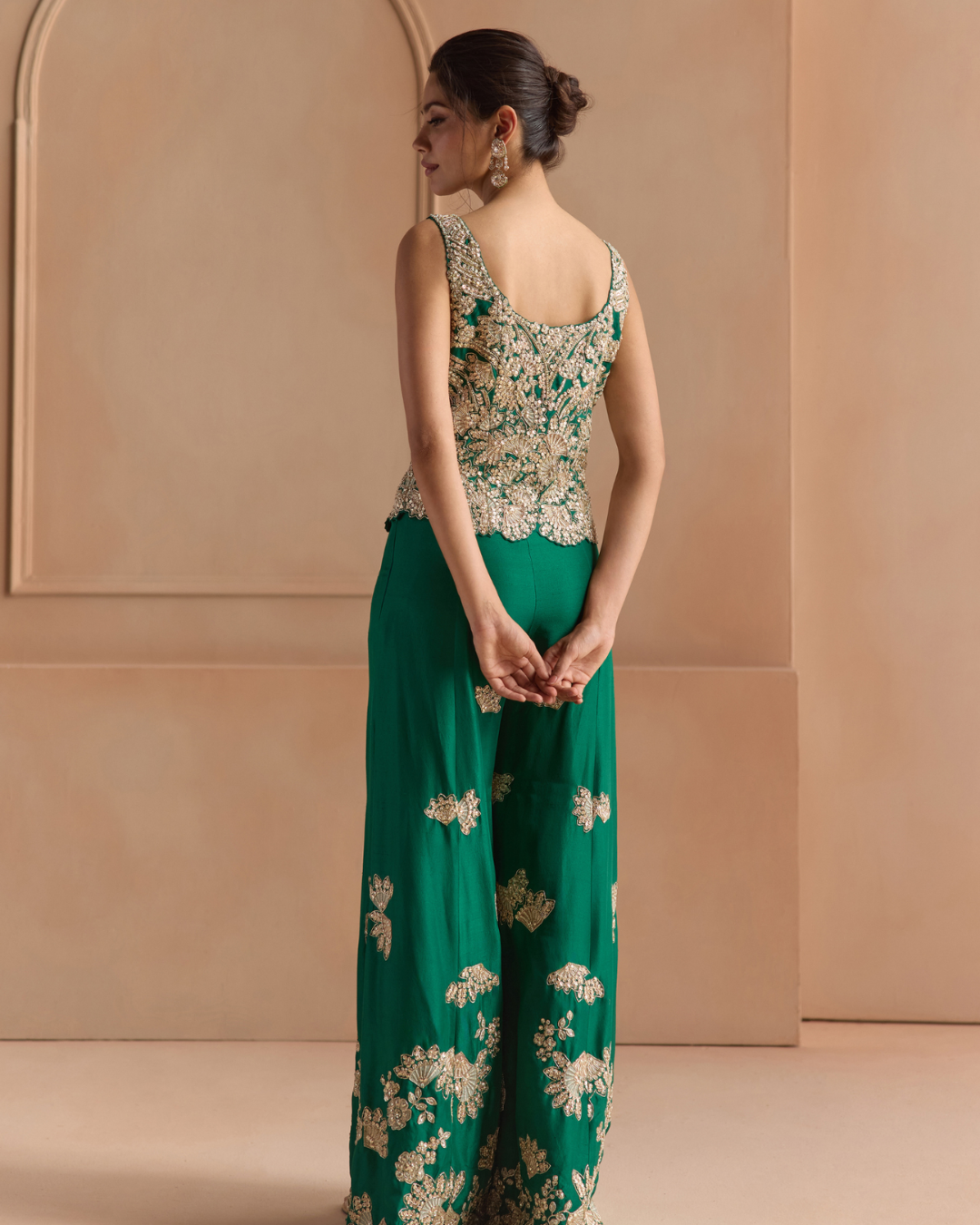 Osaa By Adarsh - Jewel Green Embroidered Top & Garara Set From Off The Record