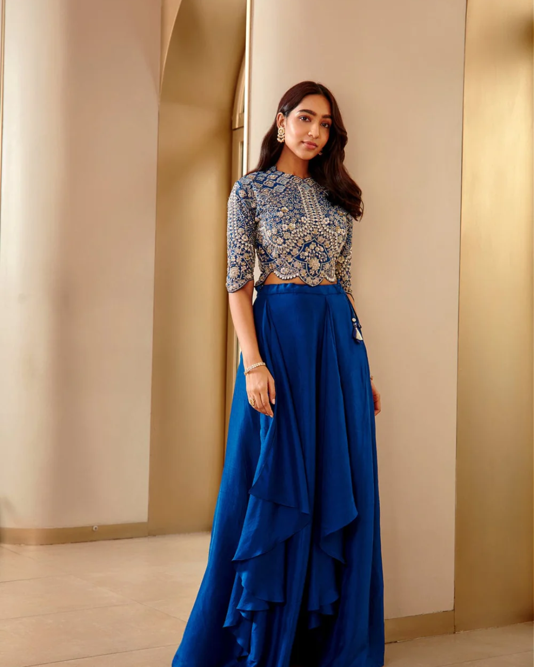 Osaa By Adarsh - Jade Blue Embroidered Top and Skirt From RASM