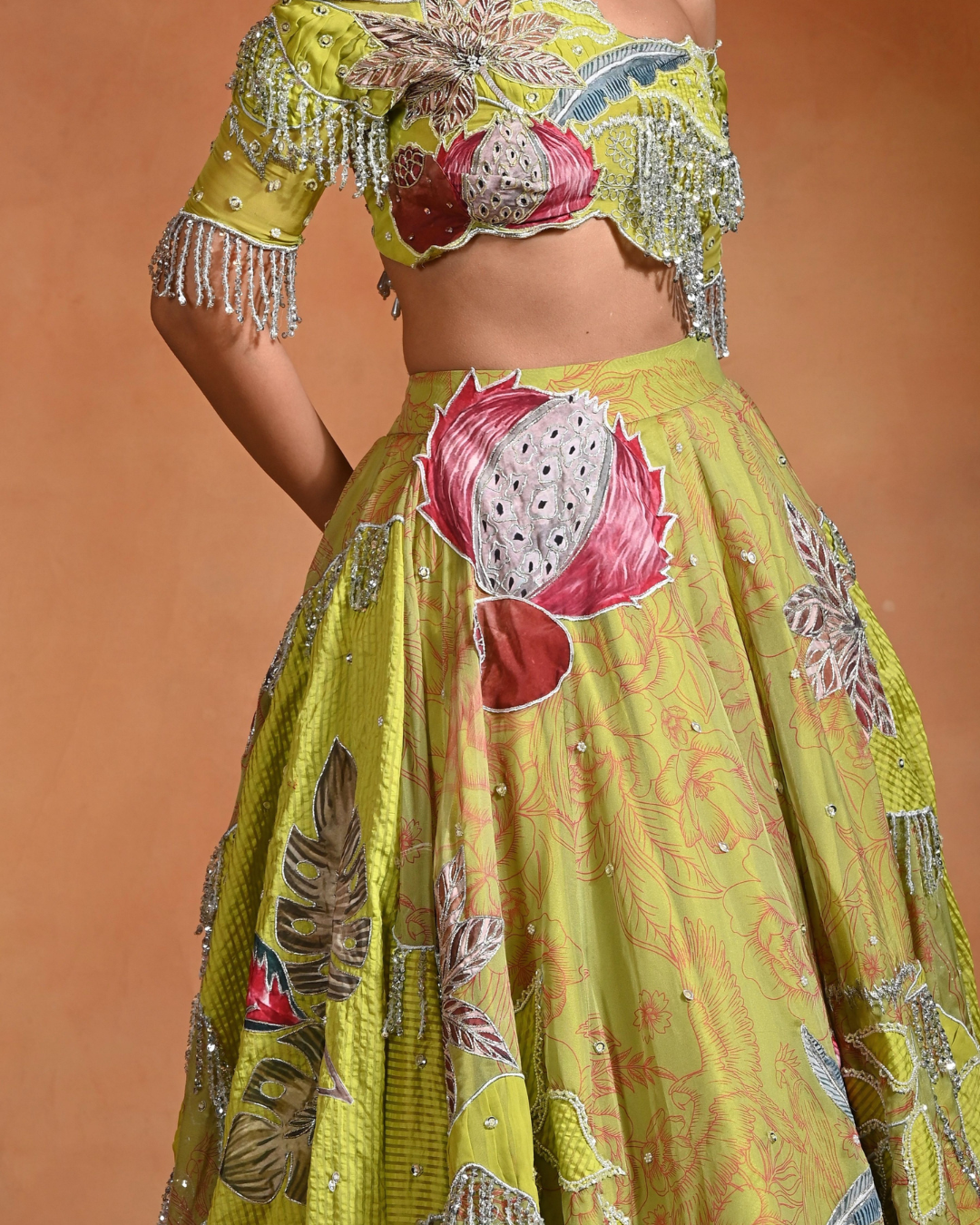 Rishi and Vibhuti - Brat Lime Lehenga From Ek Main Aur Ek Tu