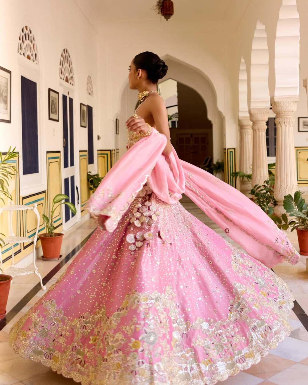 Osaa By Adarsh - Rosaline Pink Tissue Lehenga Set From SAFAR