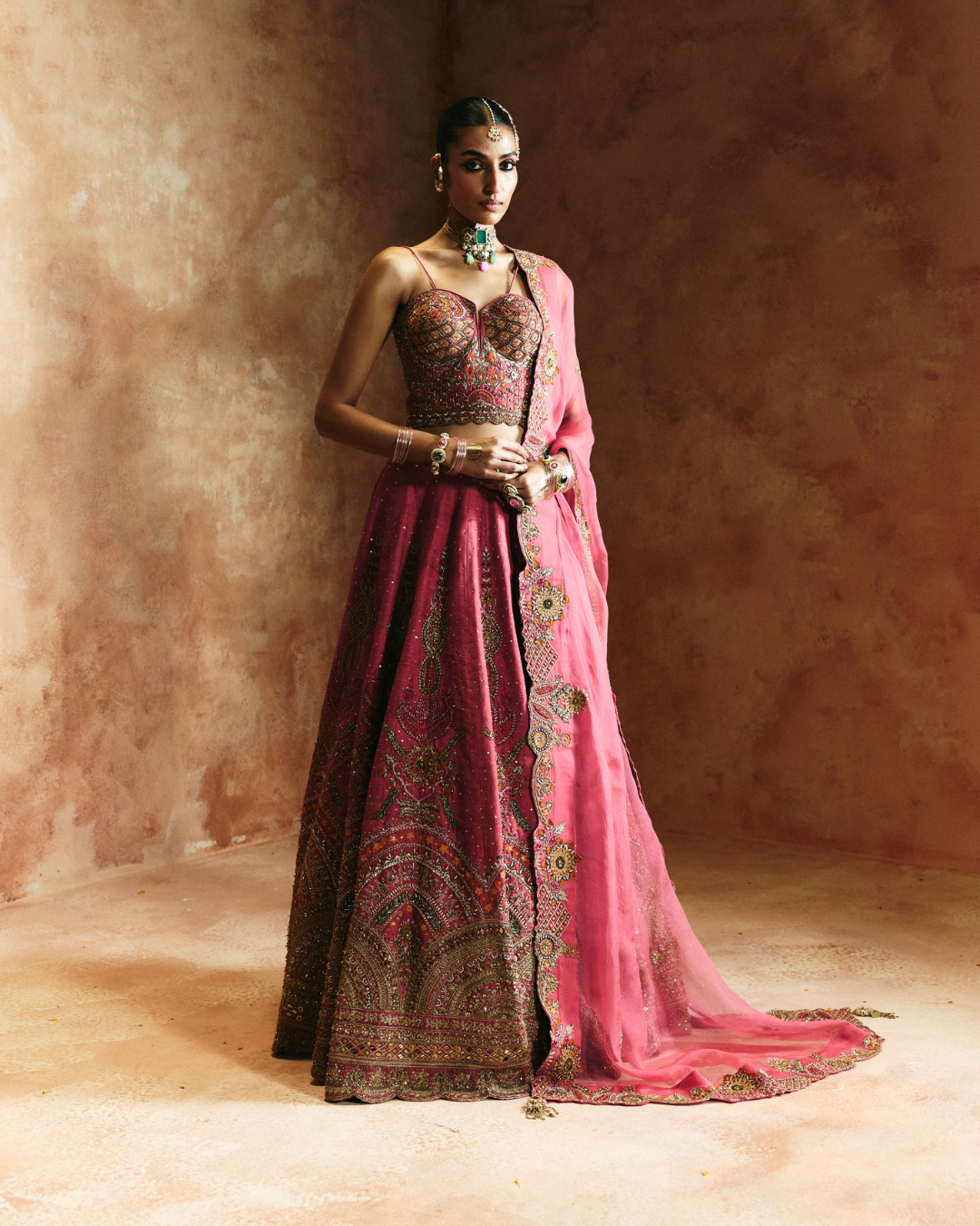 Aman Takyar - Carrot Lehenga Set From Today's Sindh