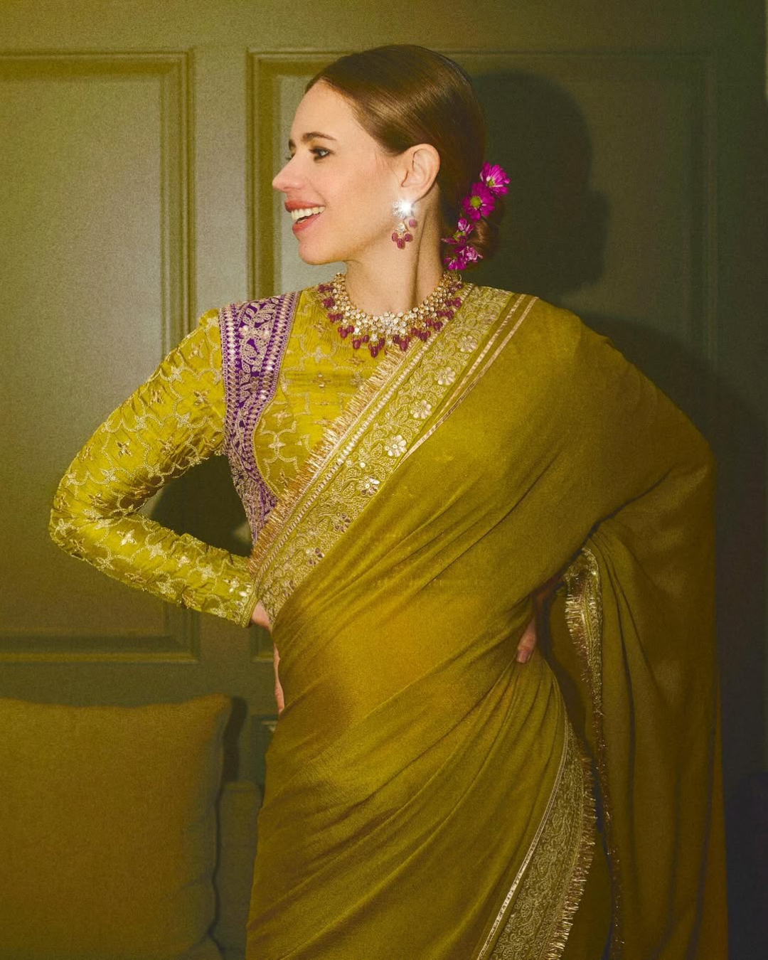 Gopi Vaid - Kalki Koechlin in Nizaam Saree Set From Nizaam