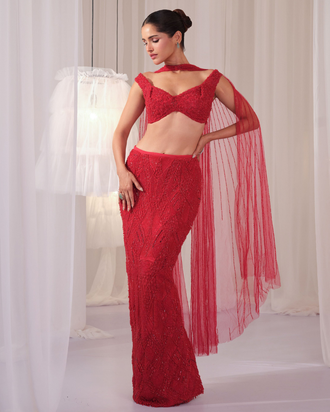 K&A By Karishma And Ashita - Ruby Pencil Skirt With Blouse & Dupatta From First Love