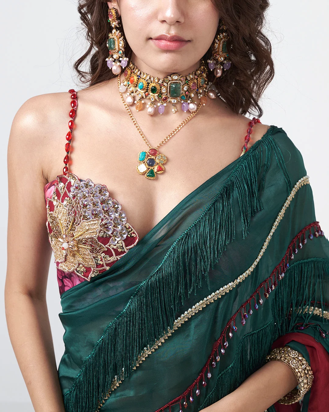 Rishi and Vibhuti - Forest Wave Saree From Gulon Ke Rang
