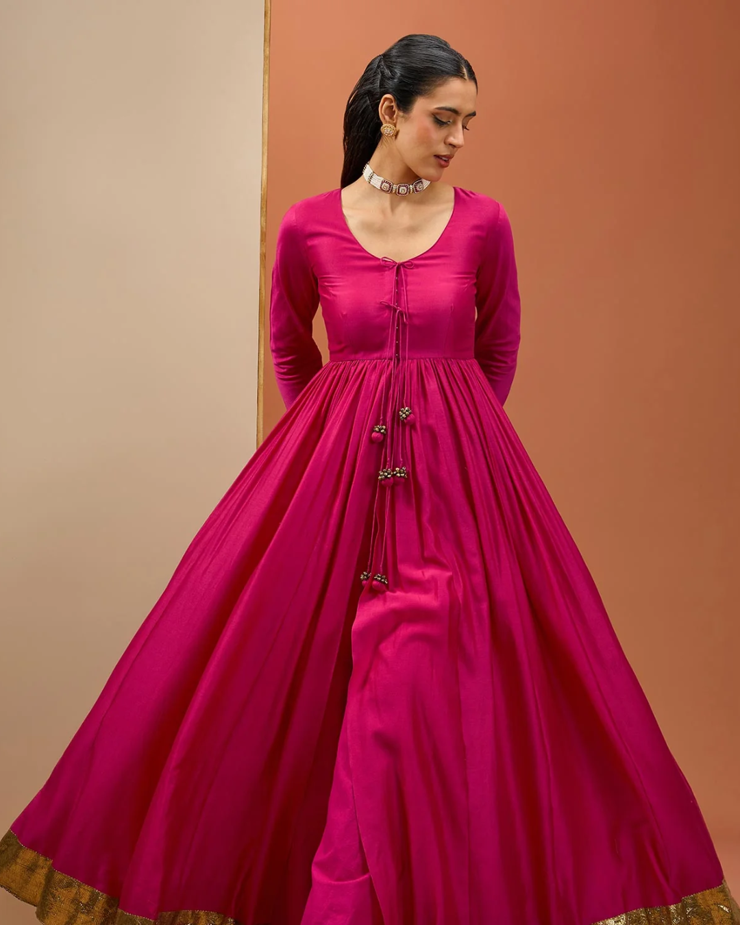 Esha Koul - Hot Pink Lampi Anarkali Set From Noor