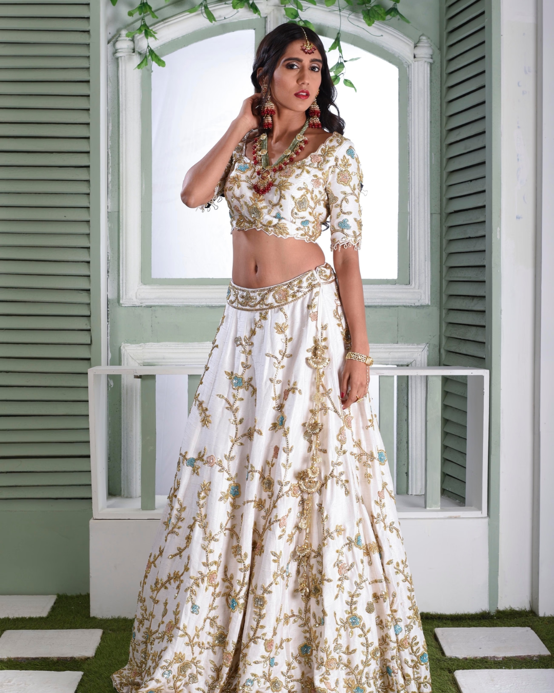 Isa by Dolly Wahal - Debby Ivory & Gold Lehenga From Bridal