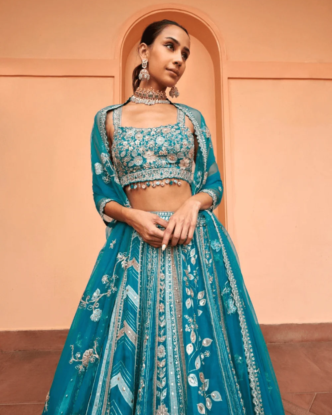 Osaa By Adarsh - Pine Linear Lehenga From RASM
