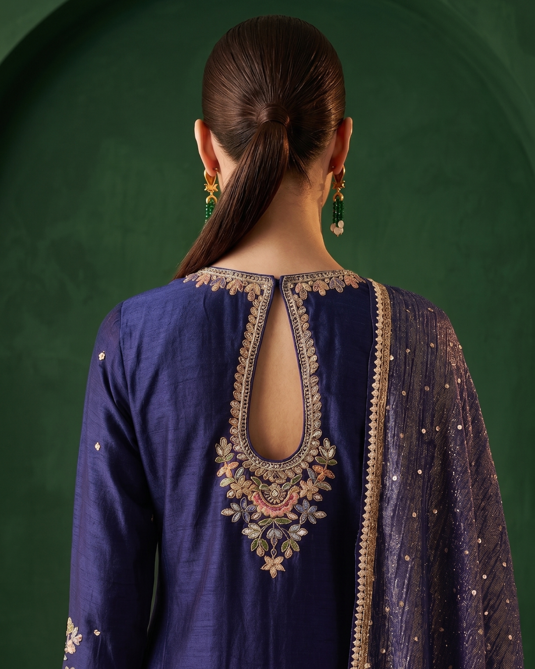 Basanti Kapde Aur Koffee - Imperial Indigo Embroidered Sharara Set From Suits & Shararas