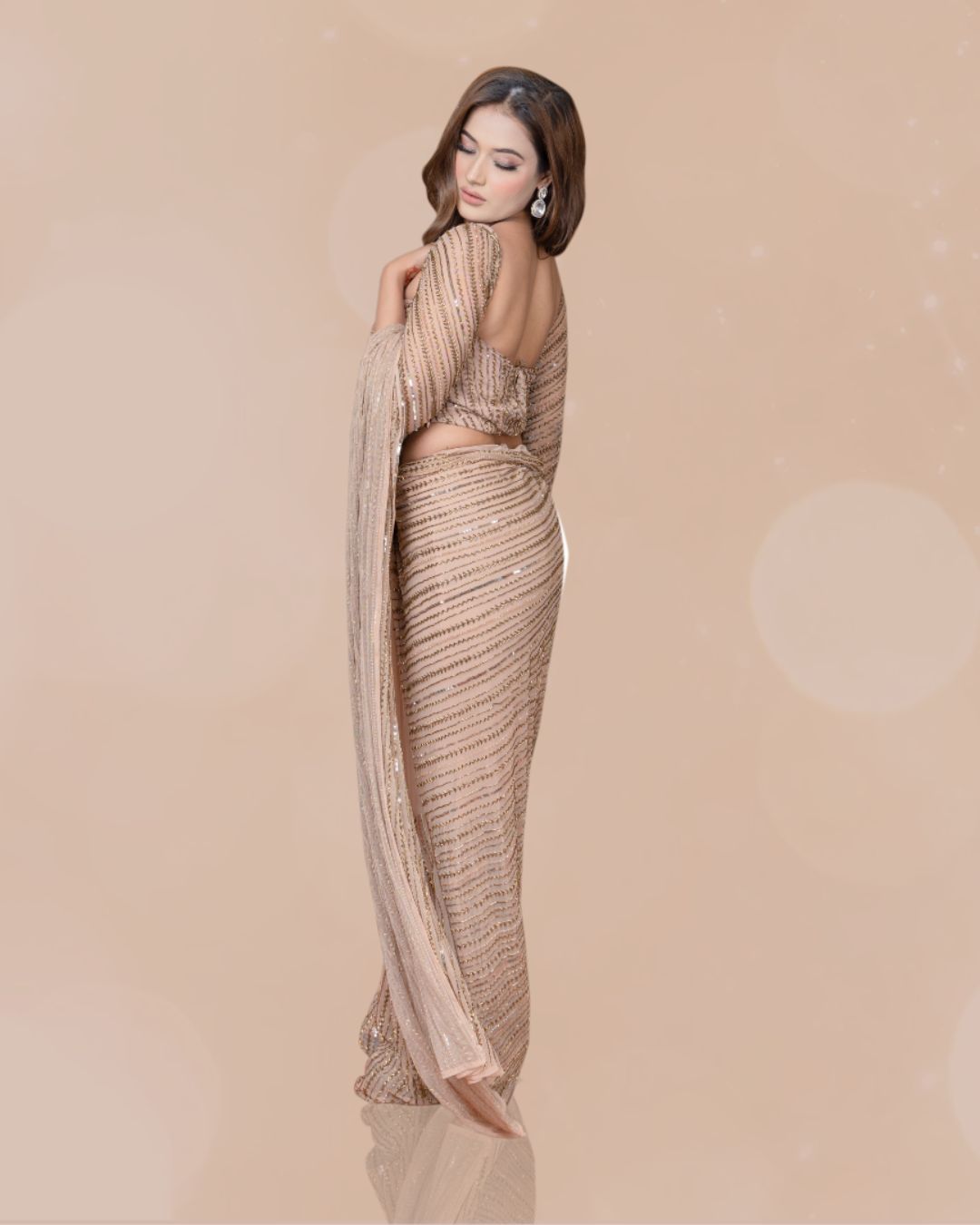 Sonali Bansal - Golden hand embroidered drape saree with blouse From Wedding Capsule