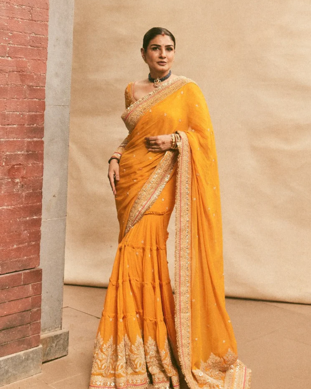 Gopi Vaid - Raveena Tandon in Dilruba Saree Set From Nizaam