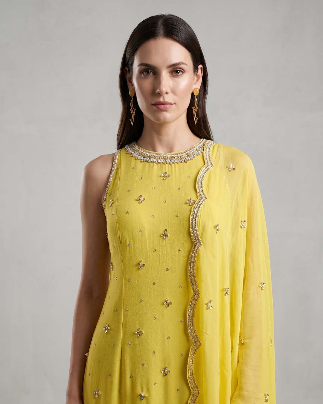 Basanti Kapde Aur Koffee - Yellow Embroidered Sharara Set From Suits & Shararas