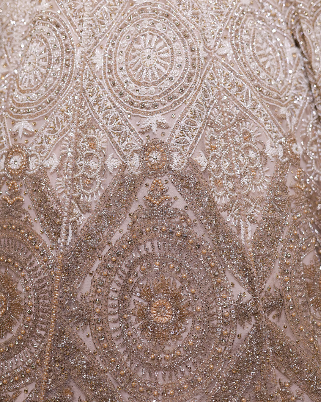 Isa by Dolly Wahal - Ivory & Champagne Ombre Net Sequins Embroidered Lehenga Set