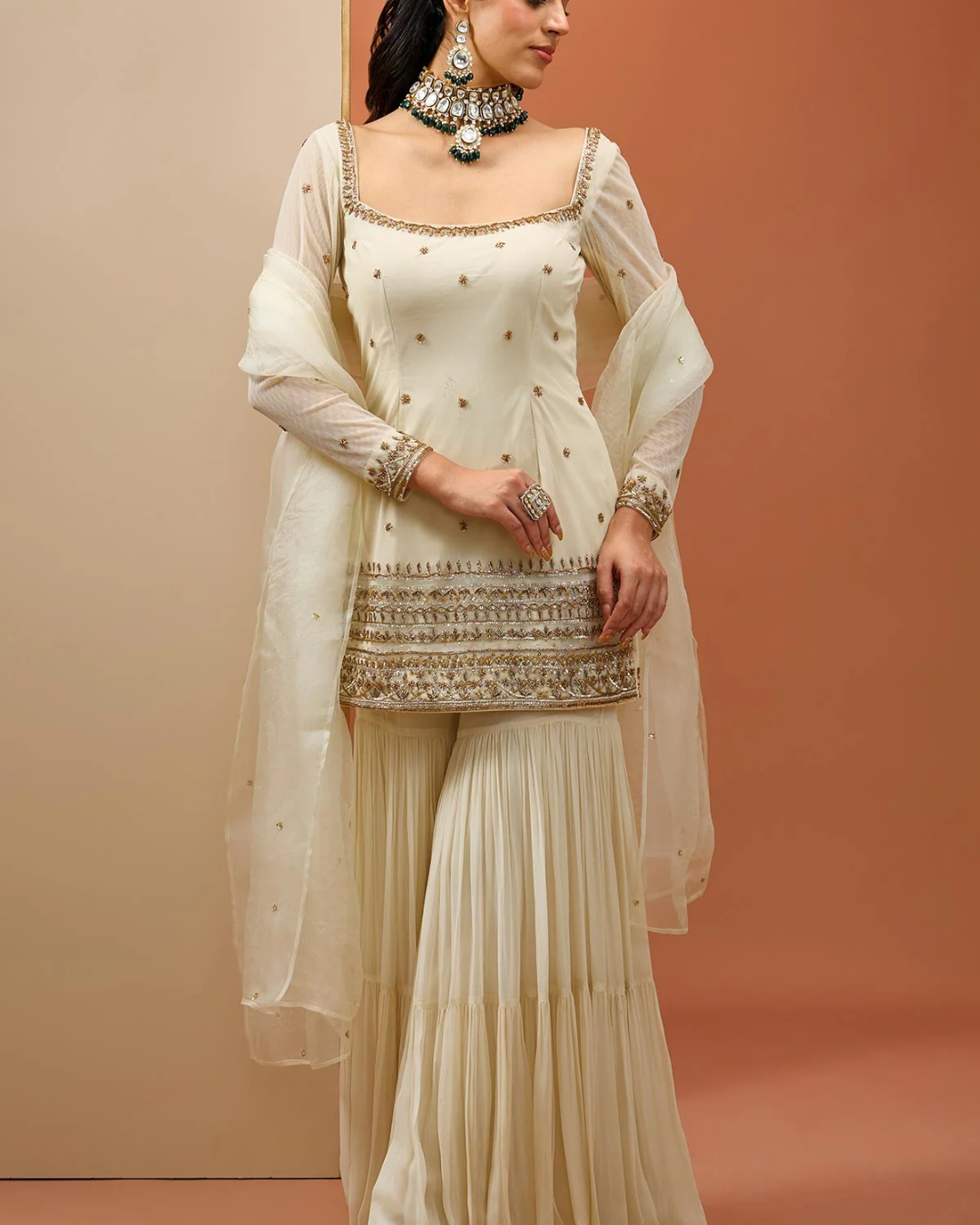 Esha Koul - Offwhite Kurta Set From Noor