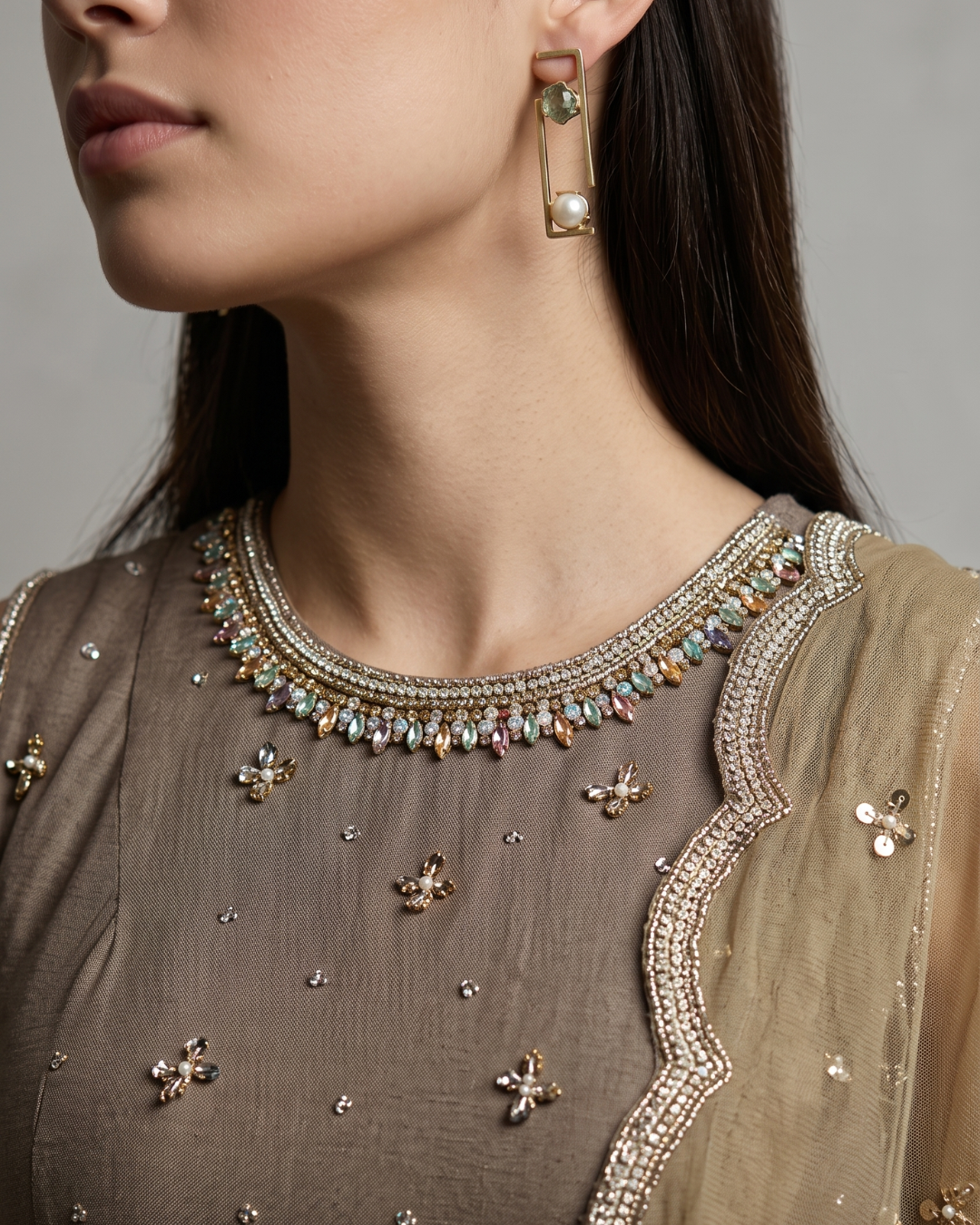 Basanti Kapde Aur Koffee - Brown Embroidered Sharara Set From Suits & Shararas