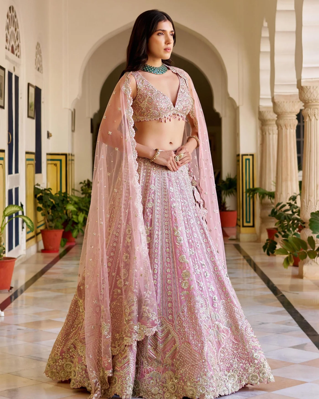 Osaa By Adarsh - Rosaline Pink Organza Lehenga Set From SAFAR