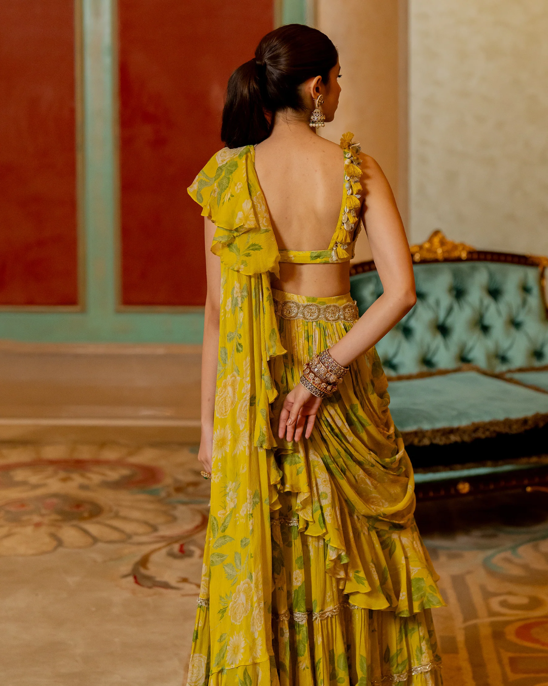 Paulmi and Harsh - Radhika Madan in the Frida Saree Set