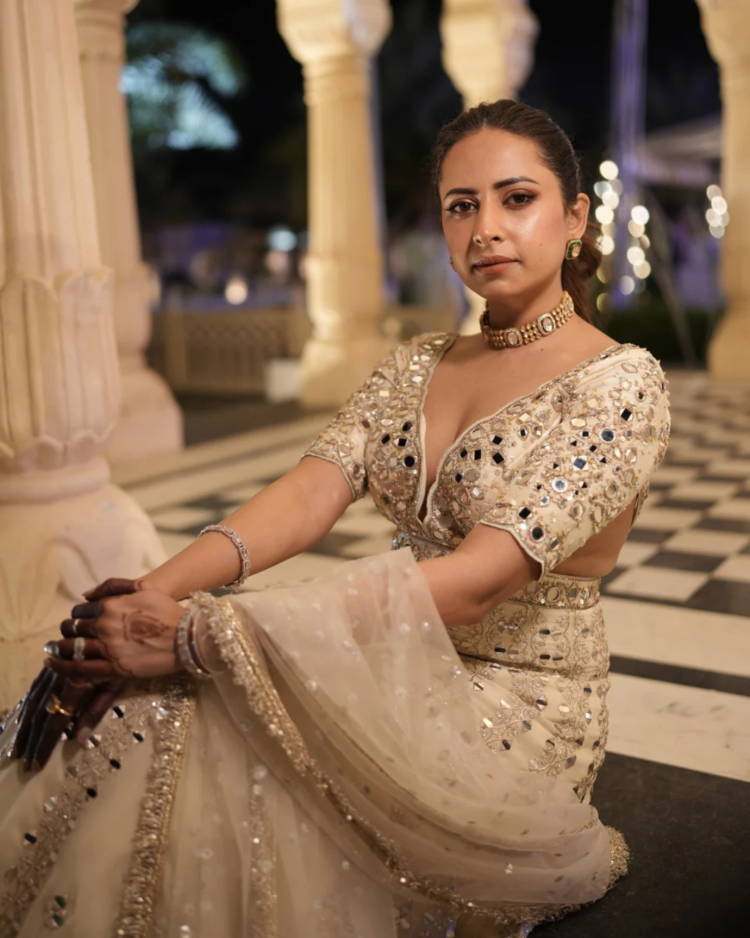 Gopi Vaid - Sargun Mehta in Aasmi Anarkali Set From Jhilmil