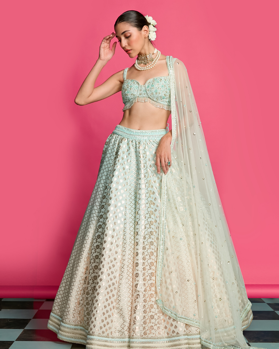 Priyanka Jain - Blue Mirage Ombre Dyed Lehenga Set From Riyasat