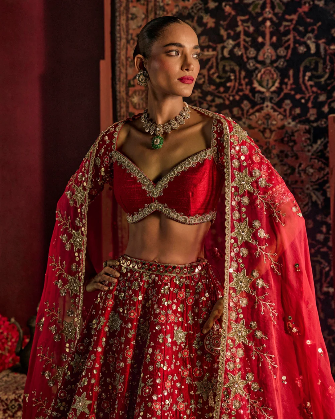 Prevasu - Red Munira Bridal Lehenga Set From Raabta
