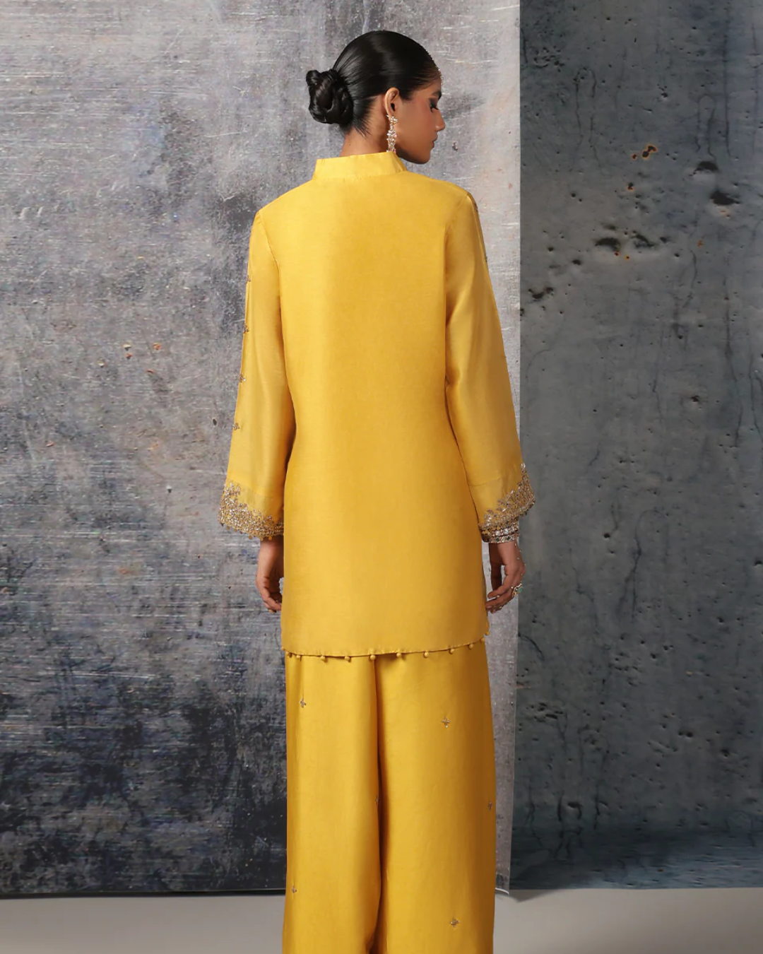 Niti Bothra - Mehrang Yellow Short Buti Kurta Set