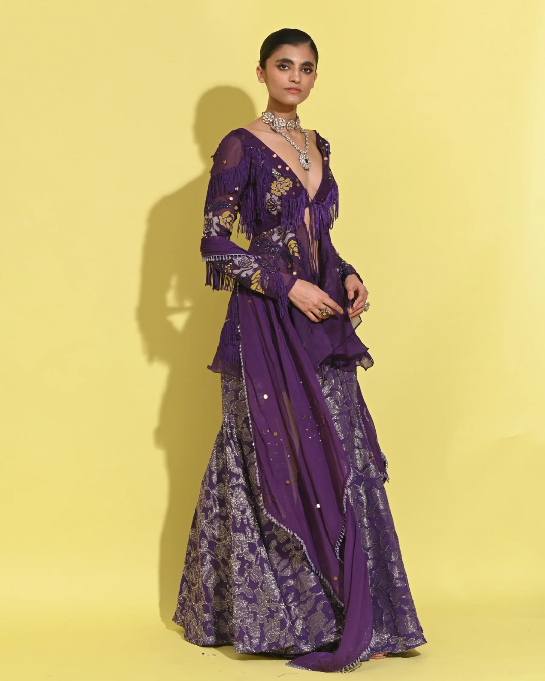 Rishi and Vibhuti - Berry Peplum Set From Tamasha
