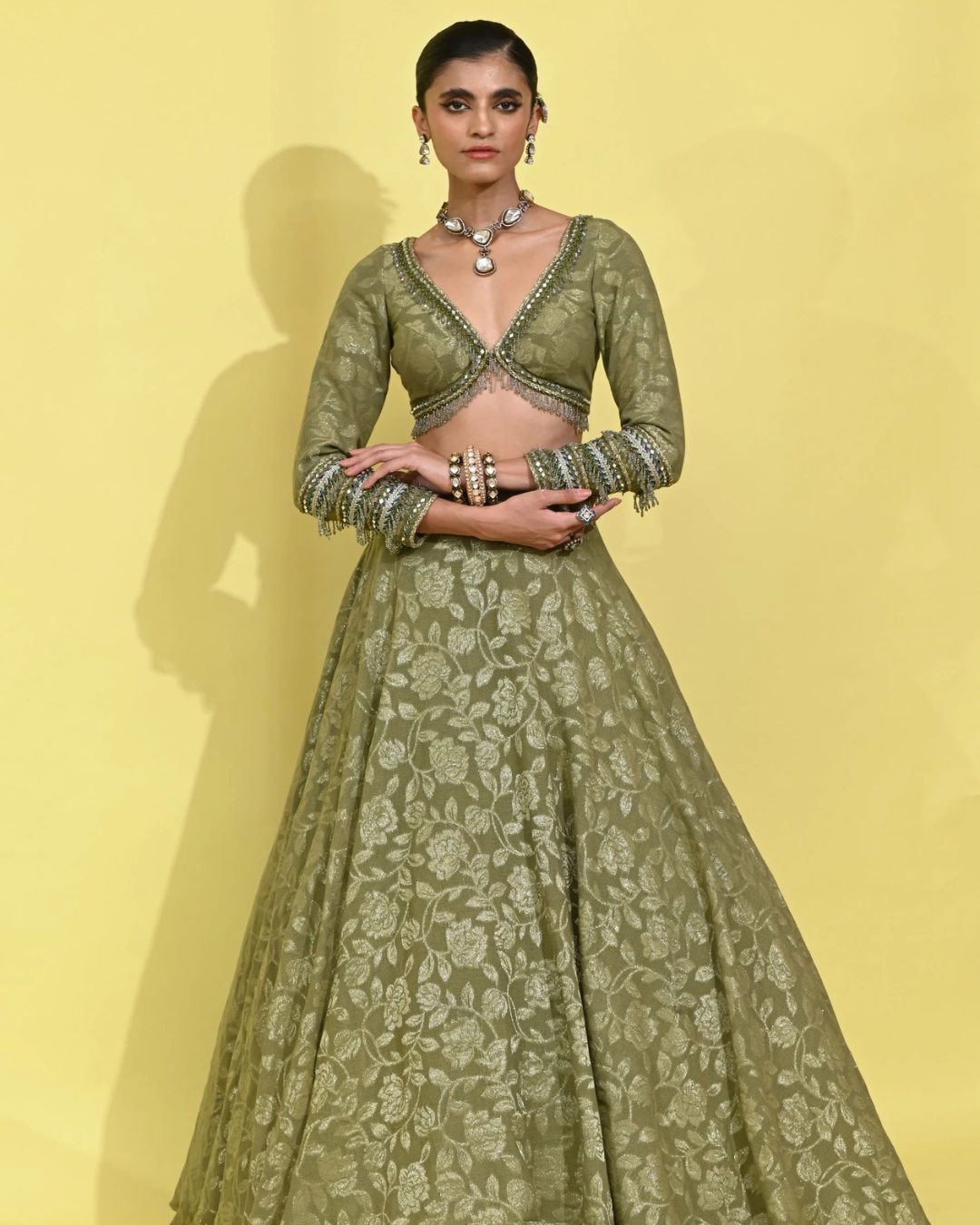 Rishi and Vibhuti - Olive Glam Lehanga From Tamasha