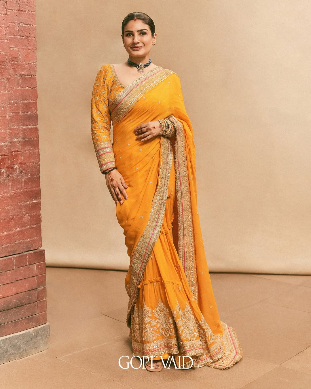 Gopi Vaid - Raveena Tandon in Dilruba Saree Set From Nizaam