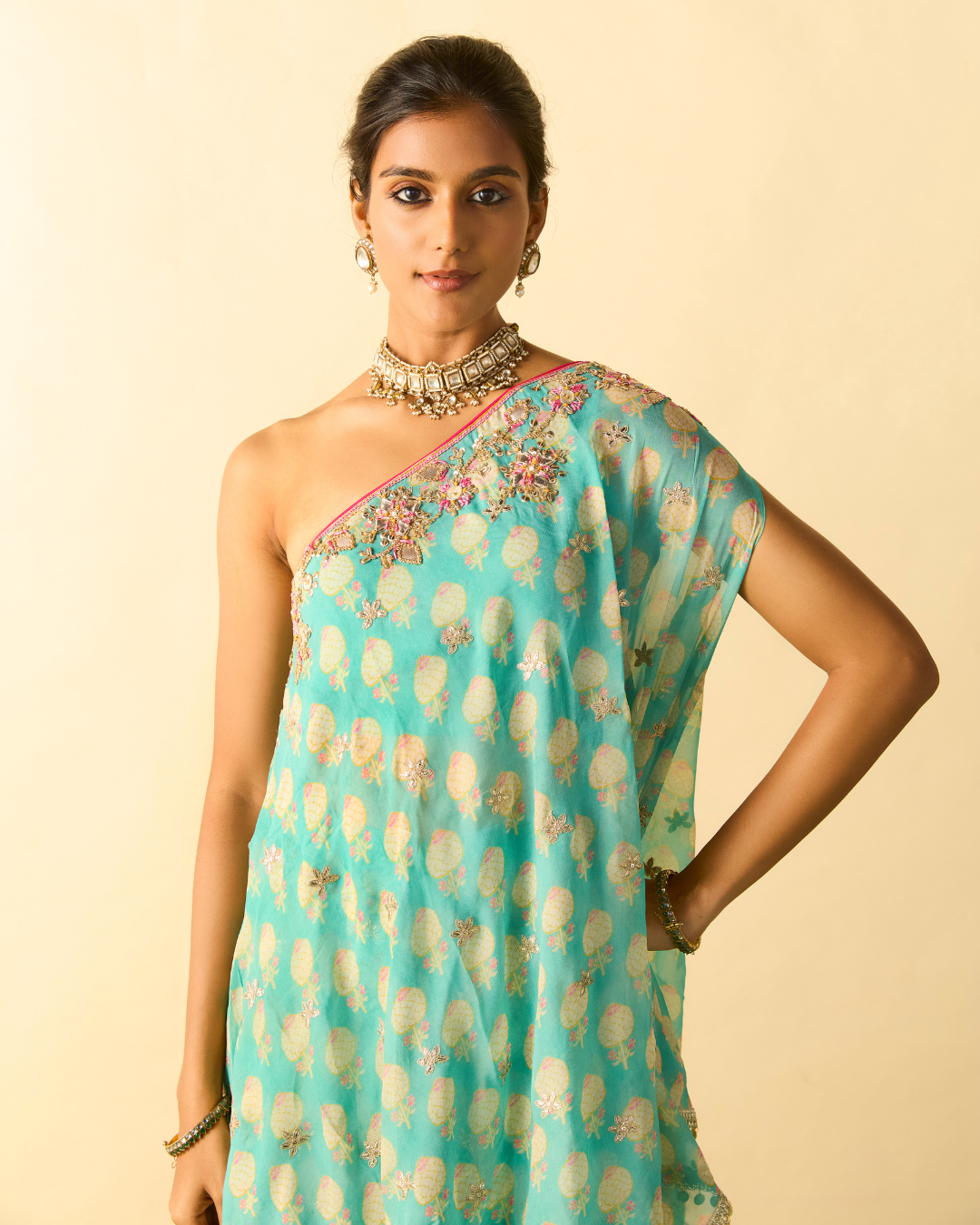 Gopi Vaid - Dia One Shoulder Set From Chaar Bagh