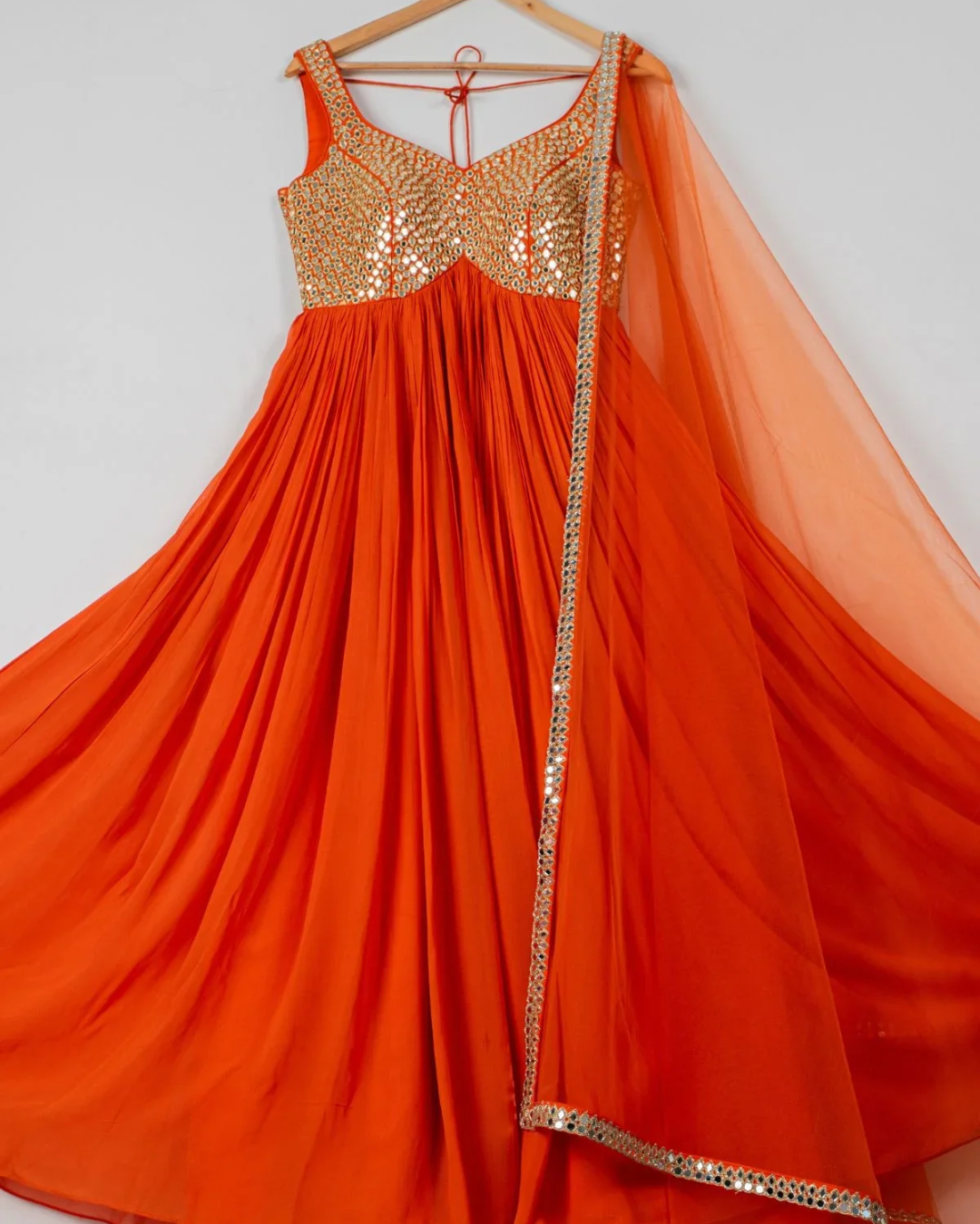 Anisha Shetty - Persimmon Anarkali Set From Rangin