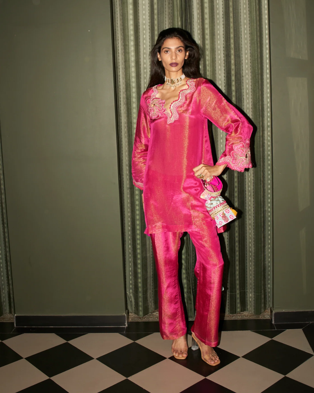 Rishi and Vibhuti - Fuschia Bling Kurta Set From Rock & Roll