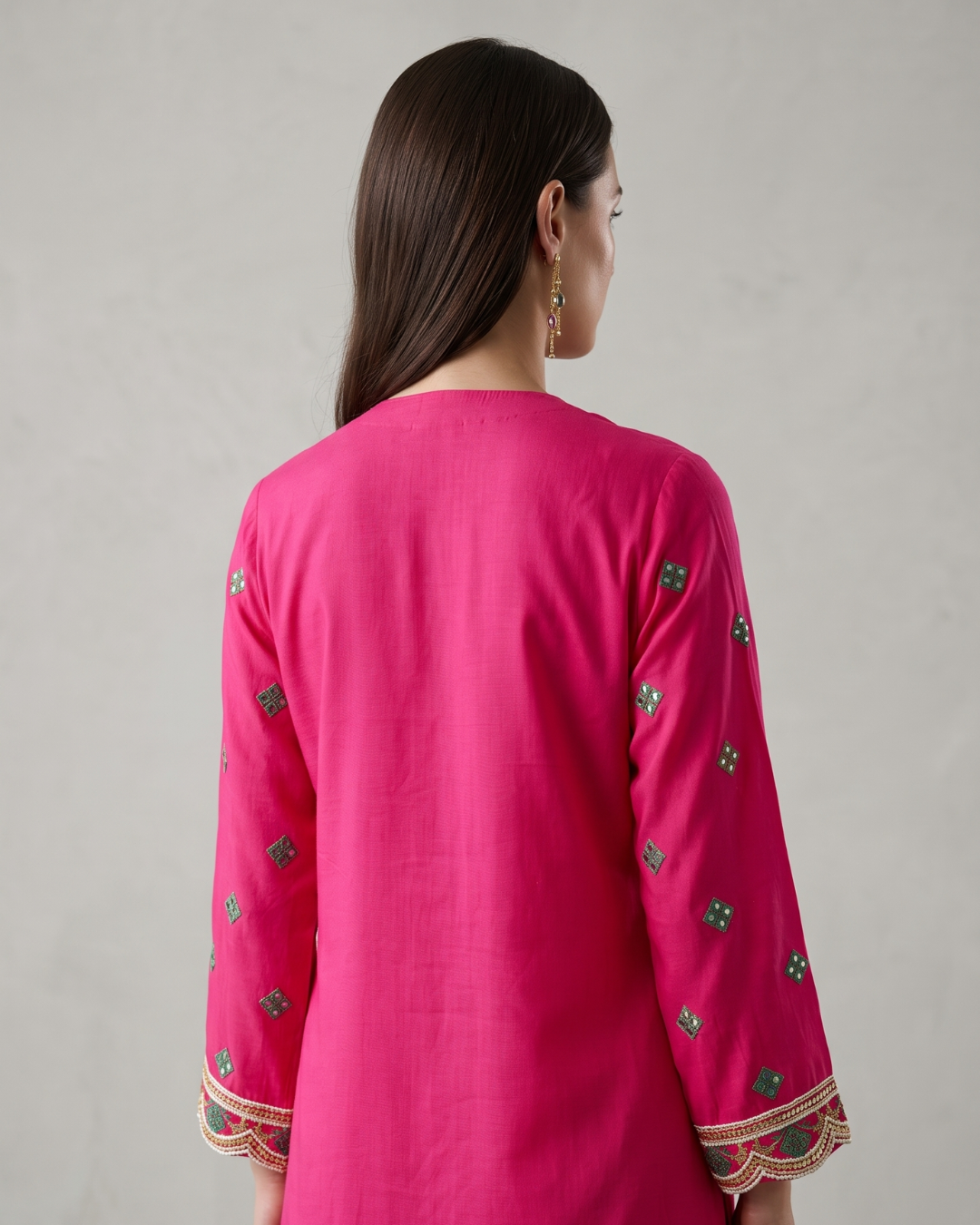 Basanti Kapde Aur Koffee - Rani-Pink Embroidered Sharara Set From Suits & Shararas